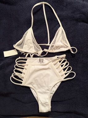 White Strappy High-Waist Bikini Set